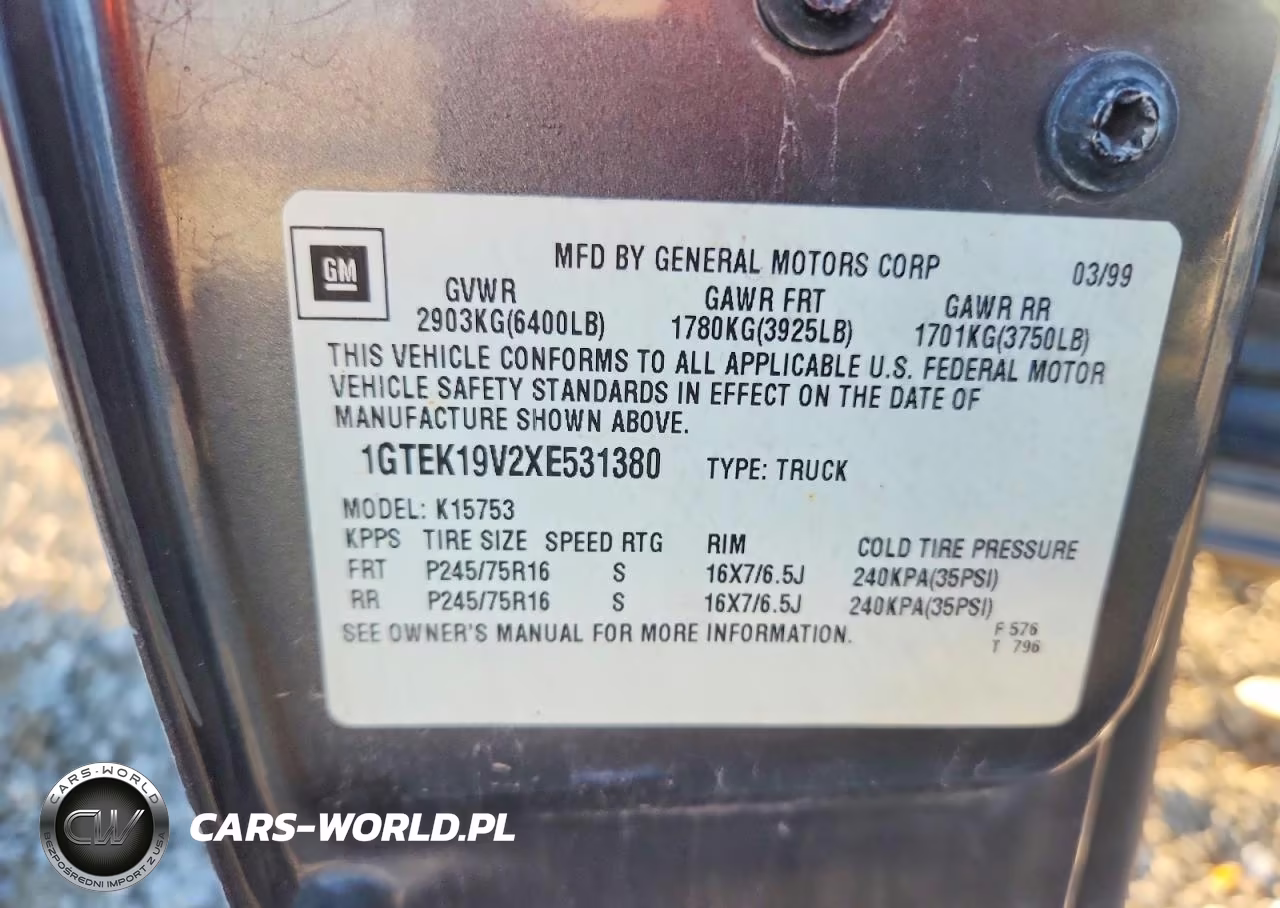 1999 GMC New Sierra K1500 VIN:1GTEK19V2XE531380 - 12