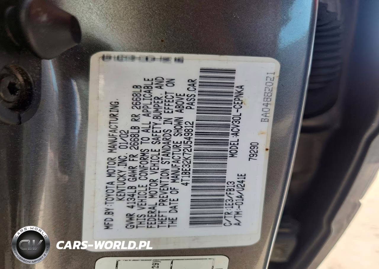 2002 Toyota Camry Le VIN:4T1BE32K72U549812 - 12