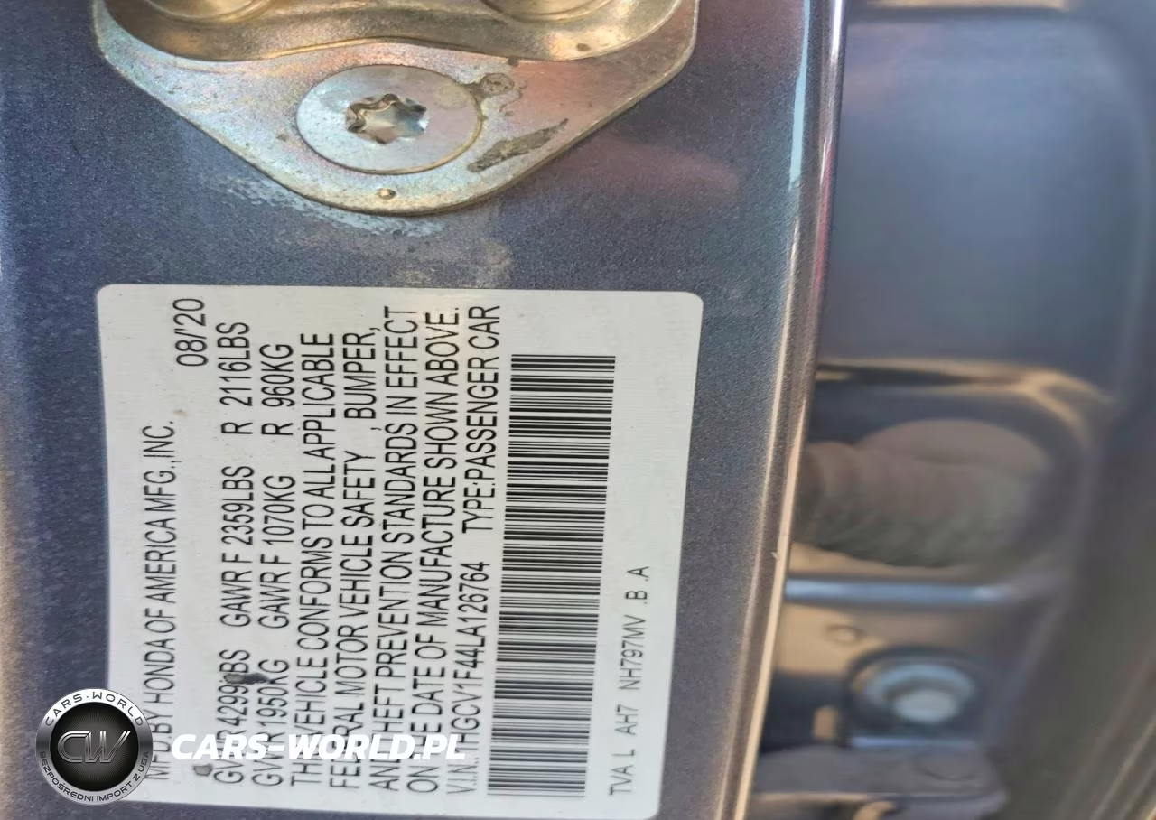 2020 Honda Accord Ex VIN:1HGCV1F44LA126764 - 12