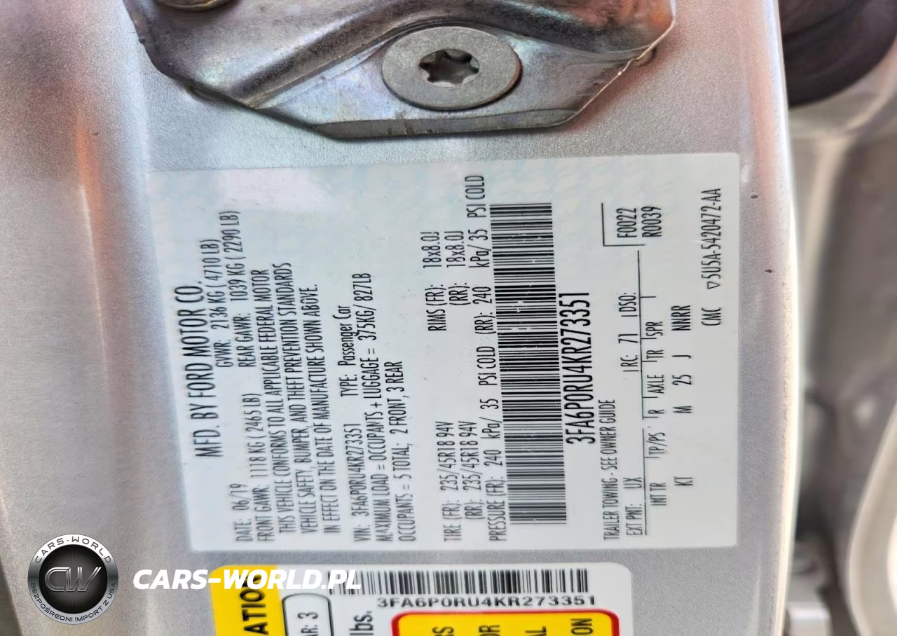 2019 Ford Fusion Titanium VIN:3FA6P0RU4KR273351 - 12