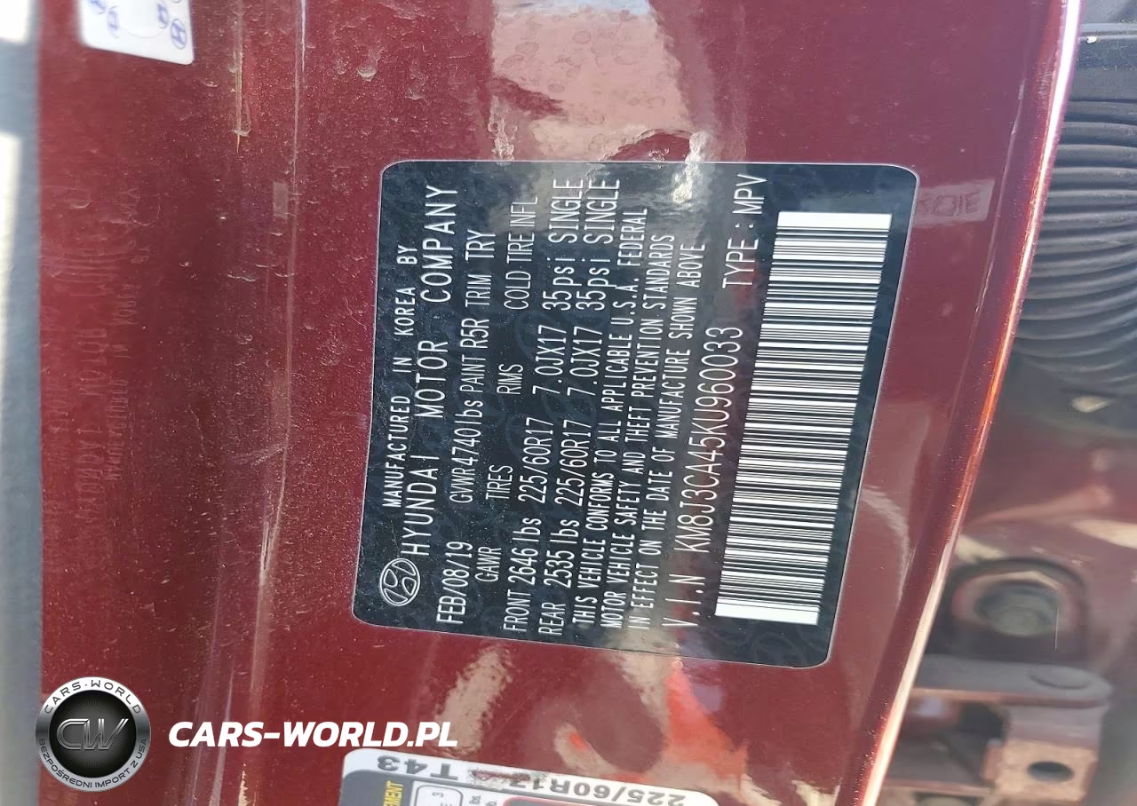2019 Hyundai Tucson Value VIN:KM8J3CA45KU960033 - 13