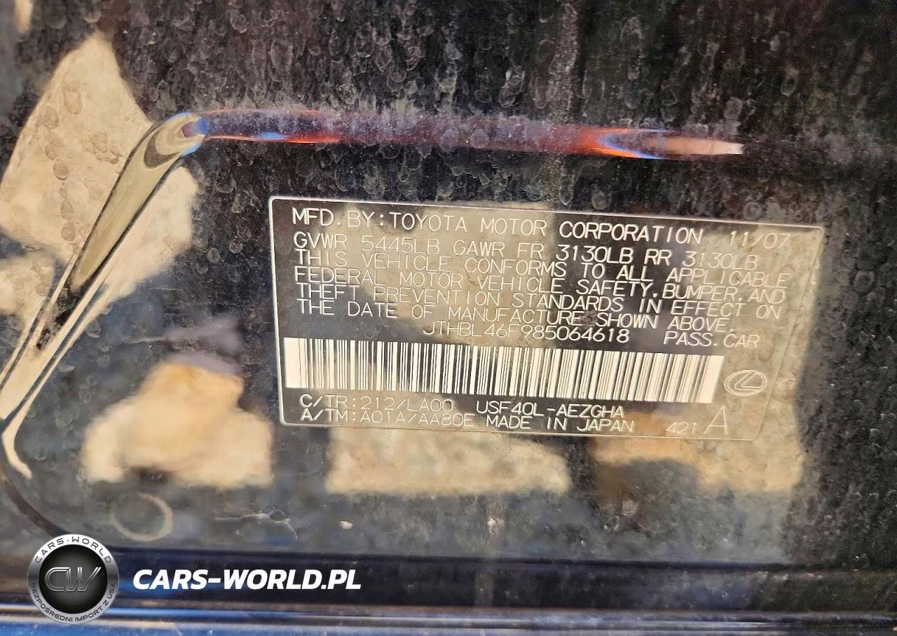2008 Lexus Ls 460 VIN:JTHBL46F985064618 - 12