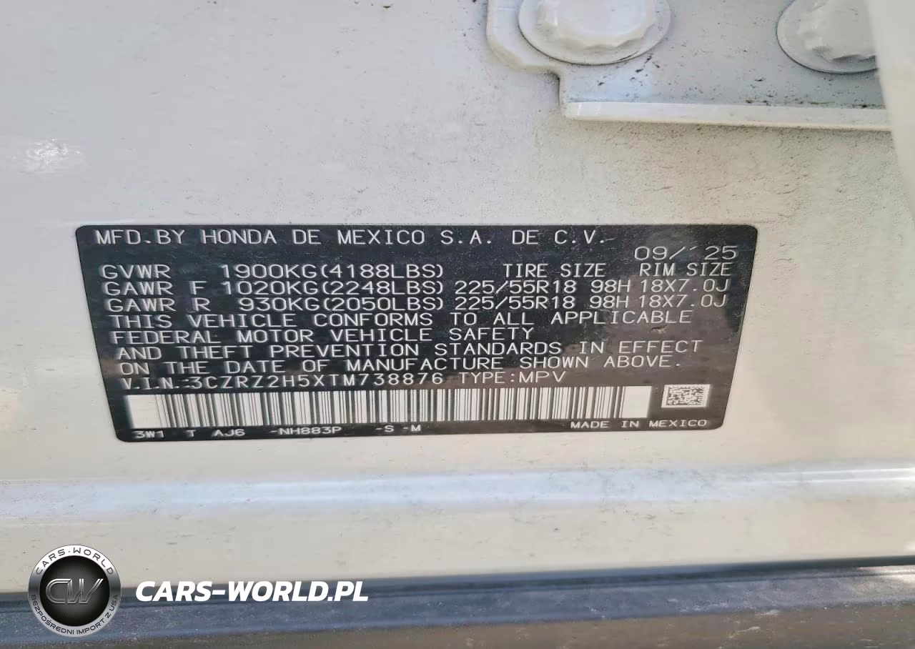 2026 Honda Hr-V Sport VIN:3CZRZ2H5XTM738876 - 13