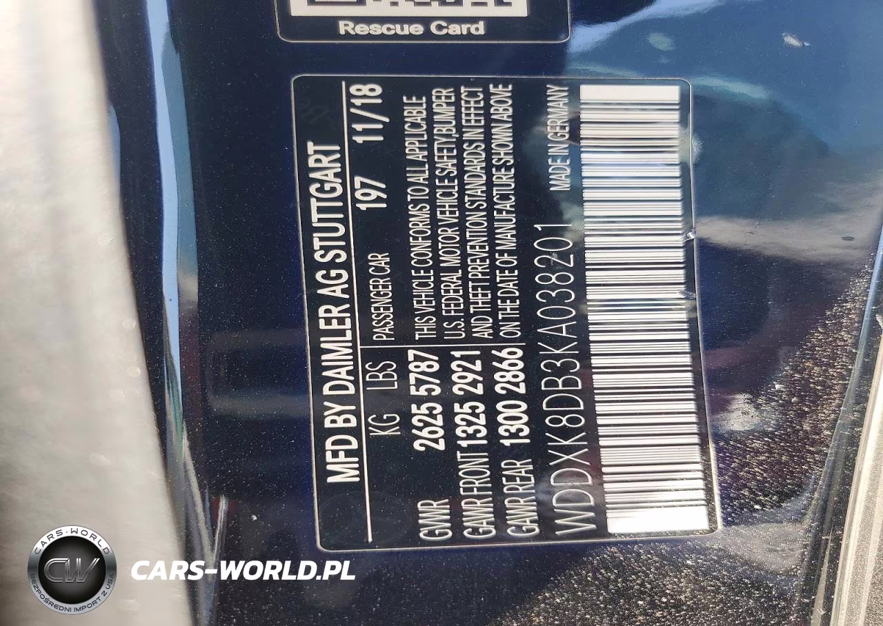 2019 Mercedes-Benz S 560 VIN:WDDXK8DB3KA038201 - 12