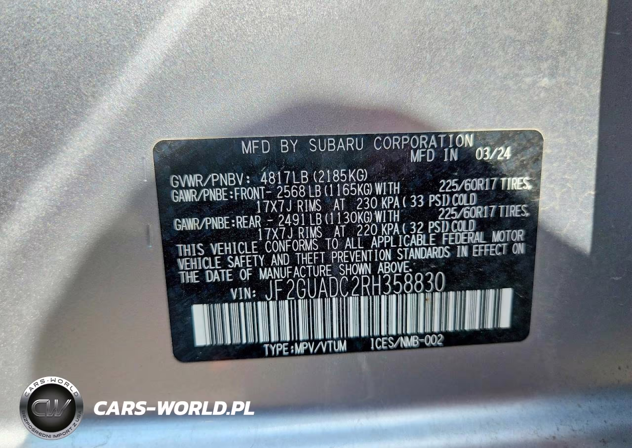 2024 Subaru Crosstrek Premium VIN:JF2GUADC2RH358830 - 12