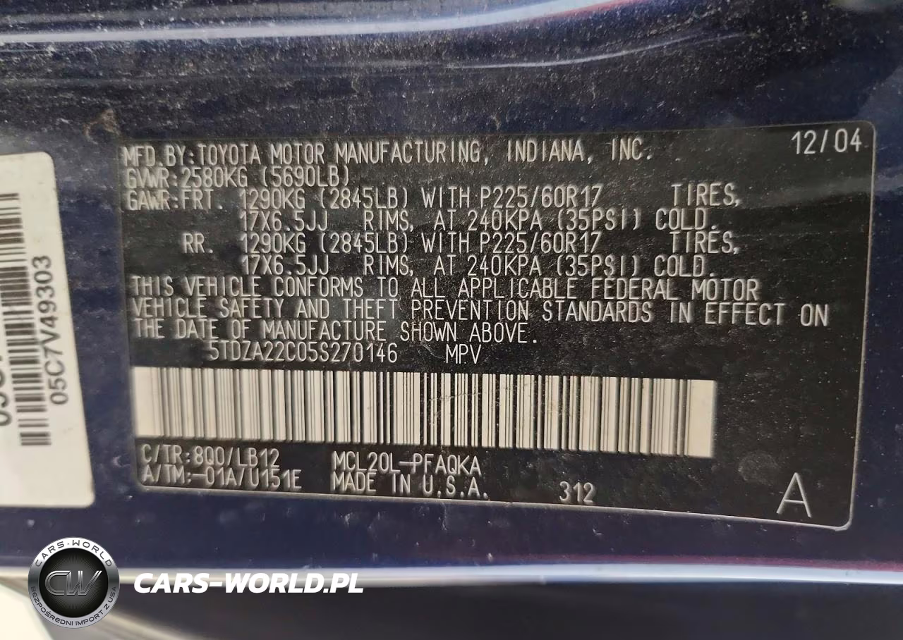 2005 Toyota Sienna Xle Limited 7 Passenger VIN:5TDZA22C05S270146 - 13