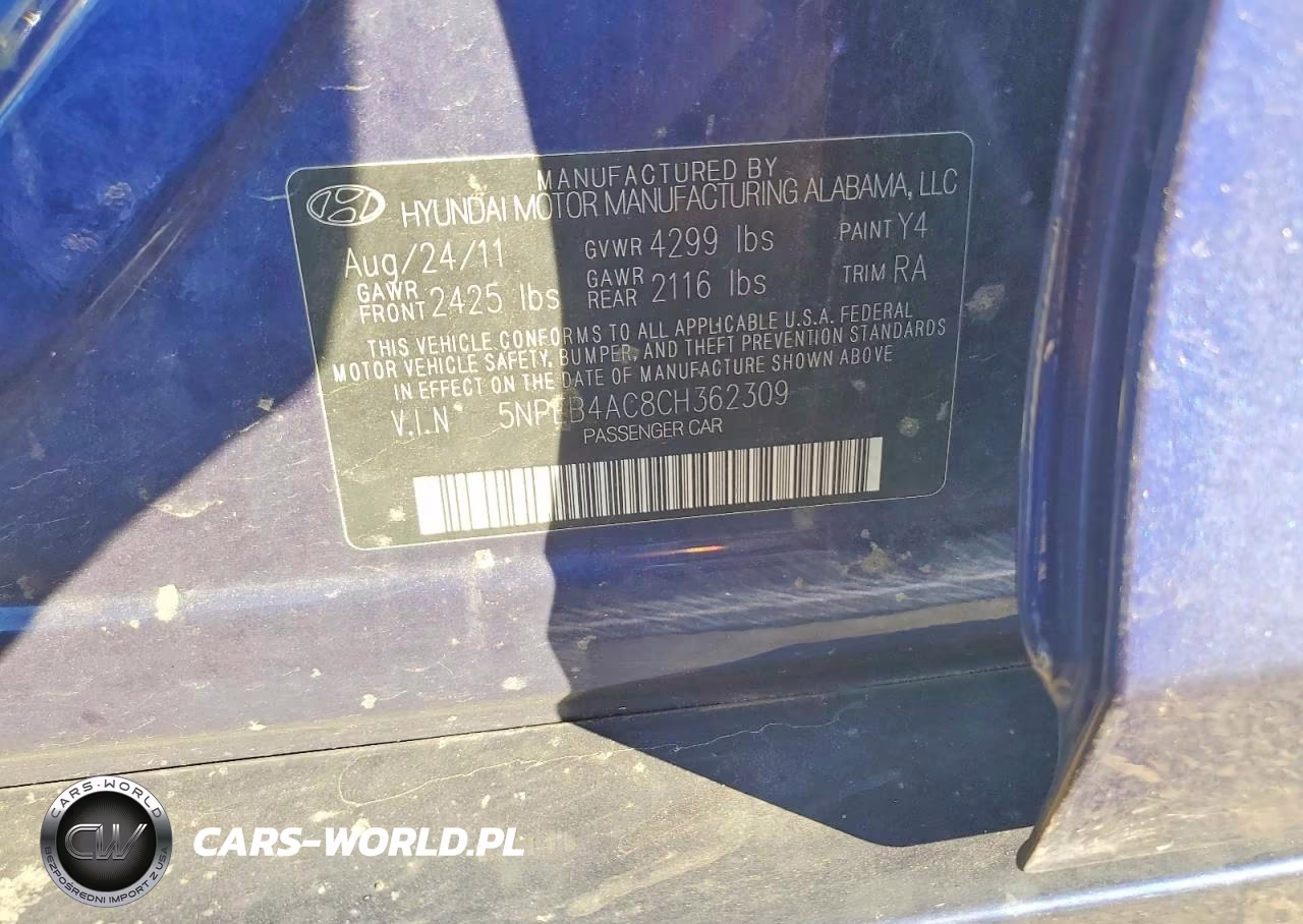 2012 Hyundai Sonata Gls VIN:5NPEB4AC8CH362309 - 12