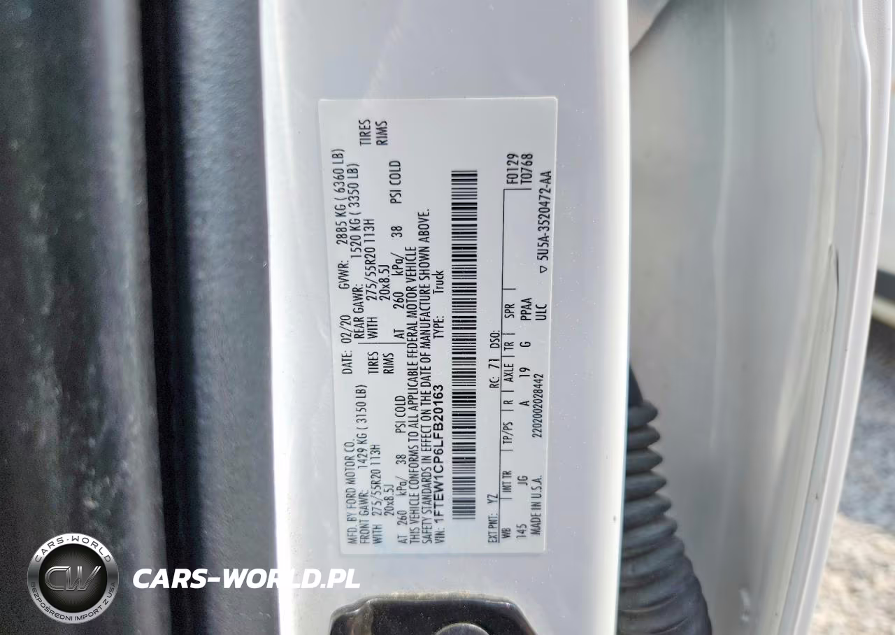 2020 Ford F150 Supercrew VIN:1FTEW1CP6LFB20163 - 13