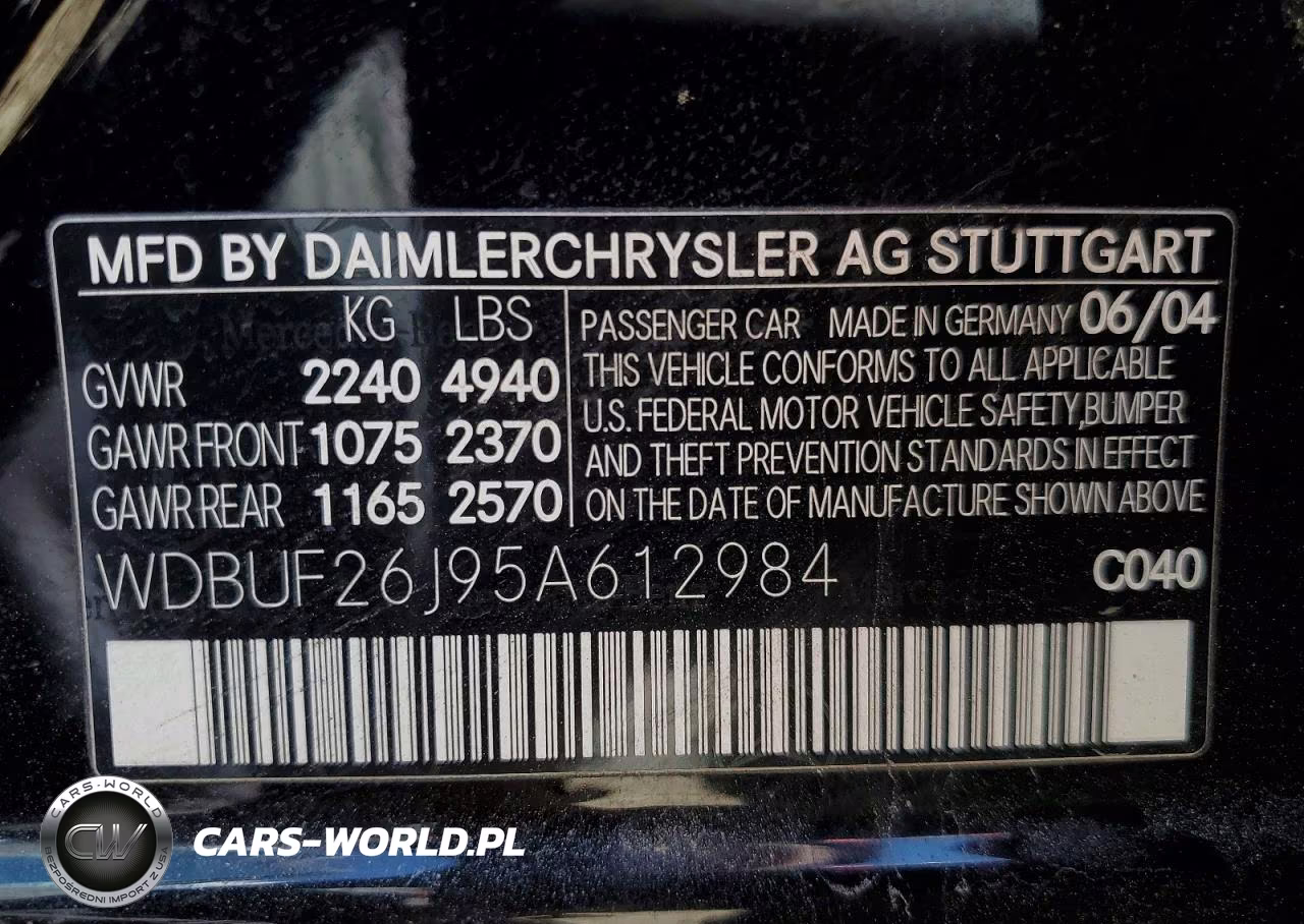 2005 Mercedes-Benz E 320 Cdi VIN:WDBUF26J95A612984 - 12