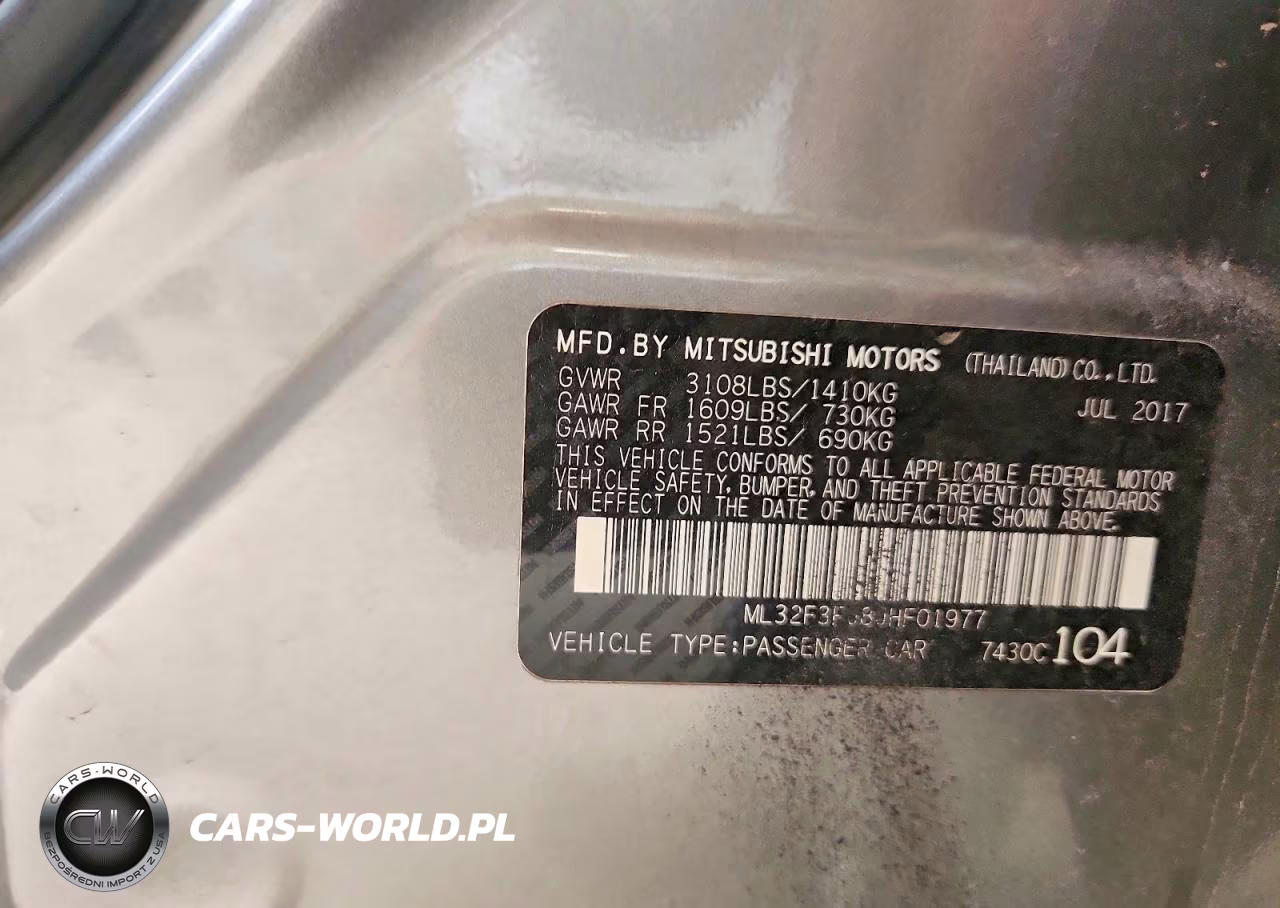 MITSUBISHI MIRAGE G4 VIN:ML32F3FJ8JHF01977 - 12