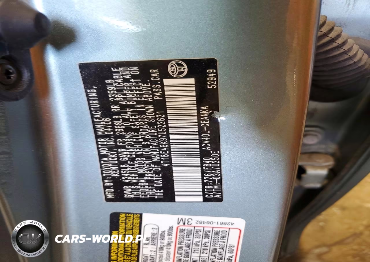 2007 Toyota Camry Le VIN:4T1BE46K97U522621 - 12