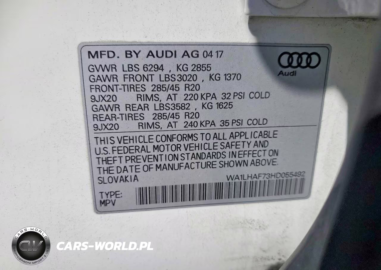2017 Audi Q7 Premium Plus VIN:WA1LHAF73HD055492 - 13