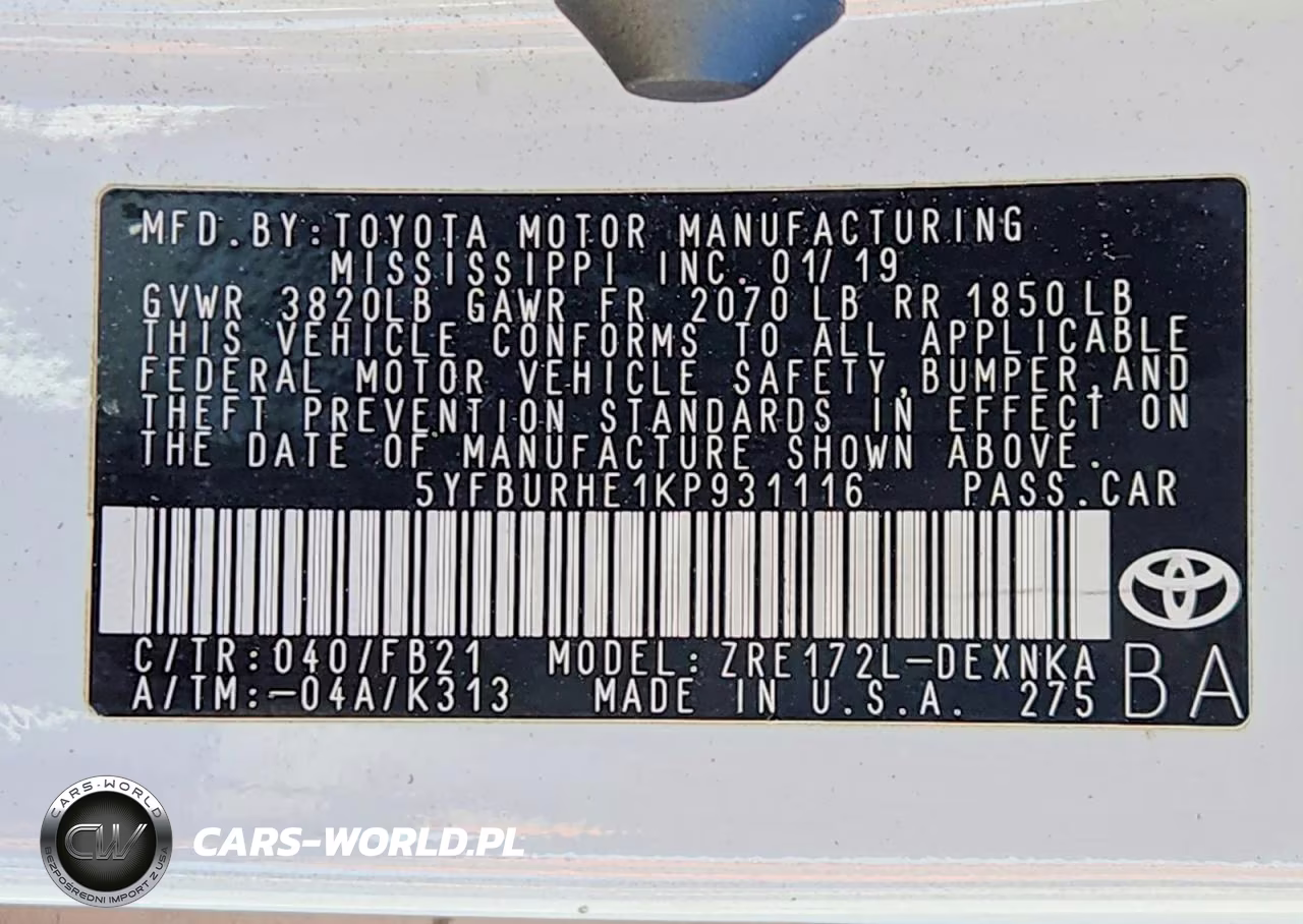 2019 Toyota Corolla Le VIN:5YFBURHE1KP931116 - 12