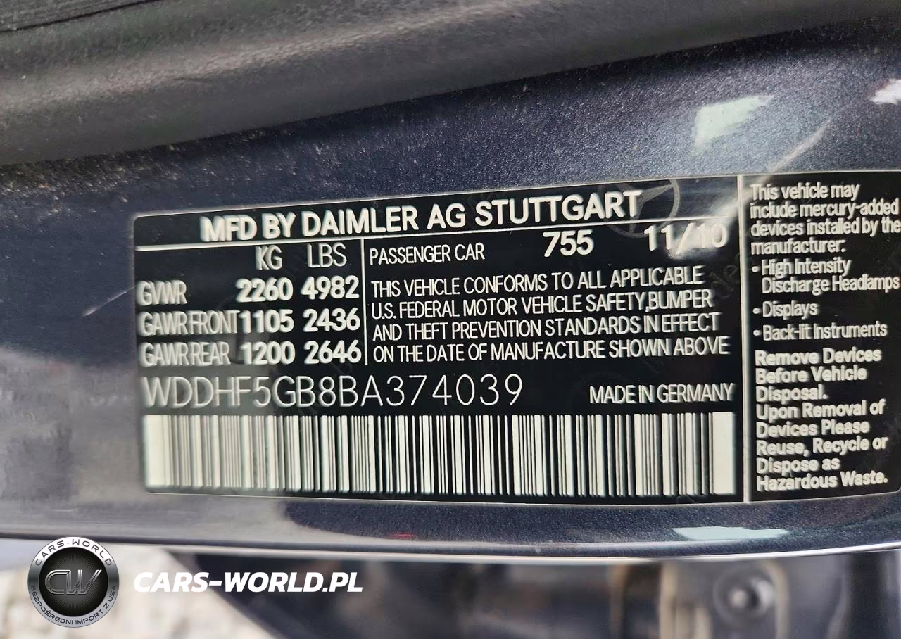 2011 Mercedes-Benz E 350 VIN:WDDHF5GB8BA374039 - 12