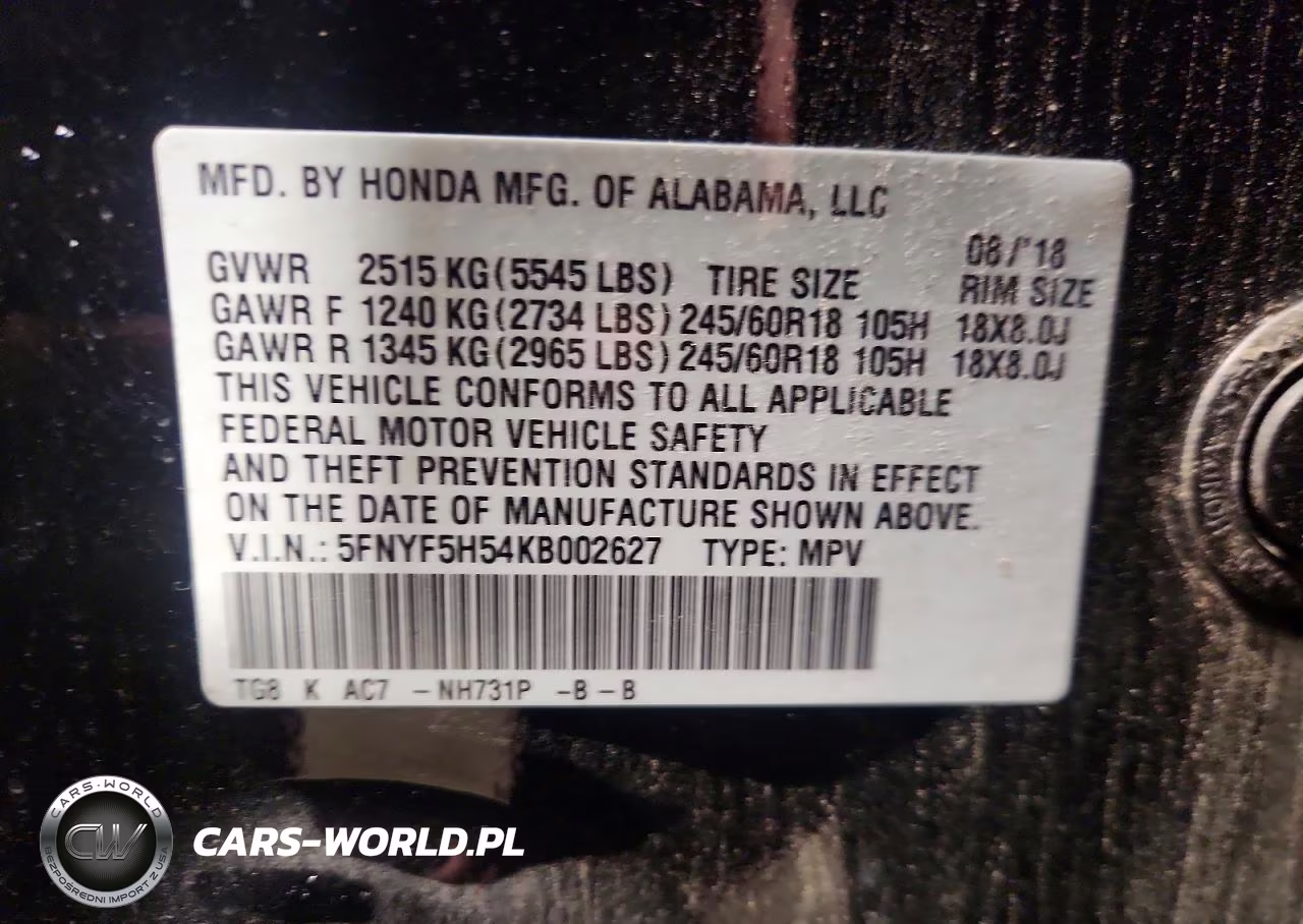 2019 Honda Pilot Exl VIN:5FNYF5H54KB002627 - 13