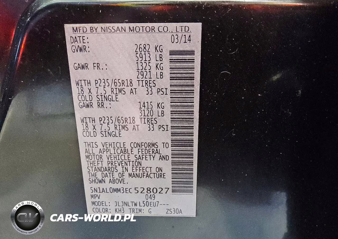 2014 Infiniti Qx60 Base VIN:5N1AL0MM3EC528027 - 13