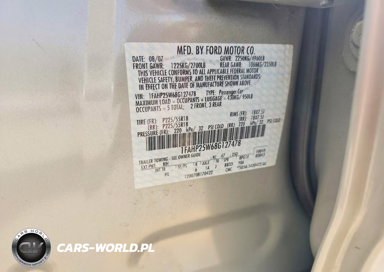 2008 Ford Taurus Limited VIN:1FAHP25W68G127478 - 12