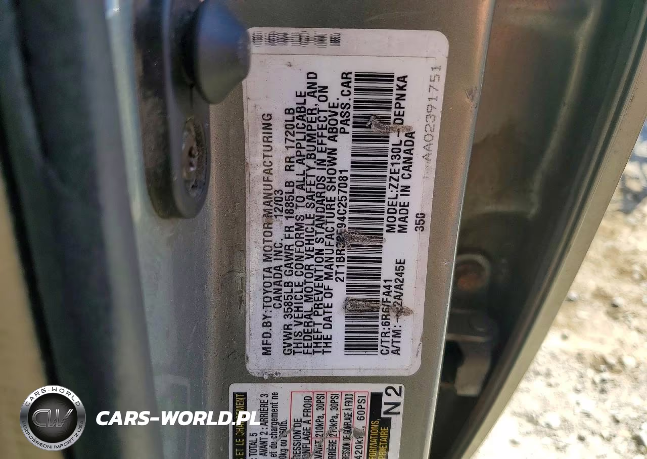 2004 Toyota Corolla Le VIN:2T1BR32E94C257081 - 12
