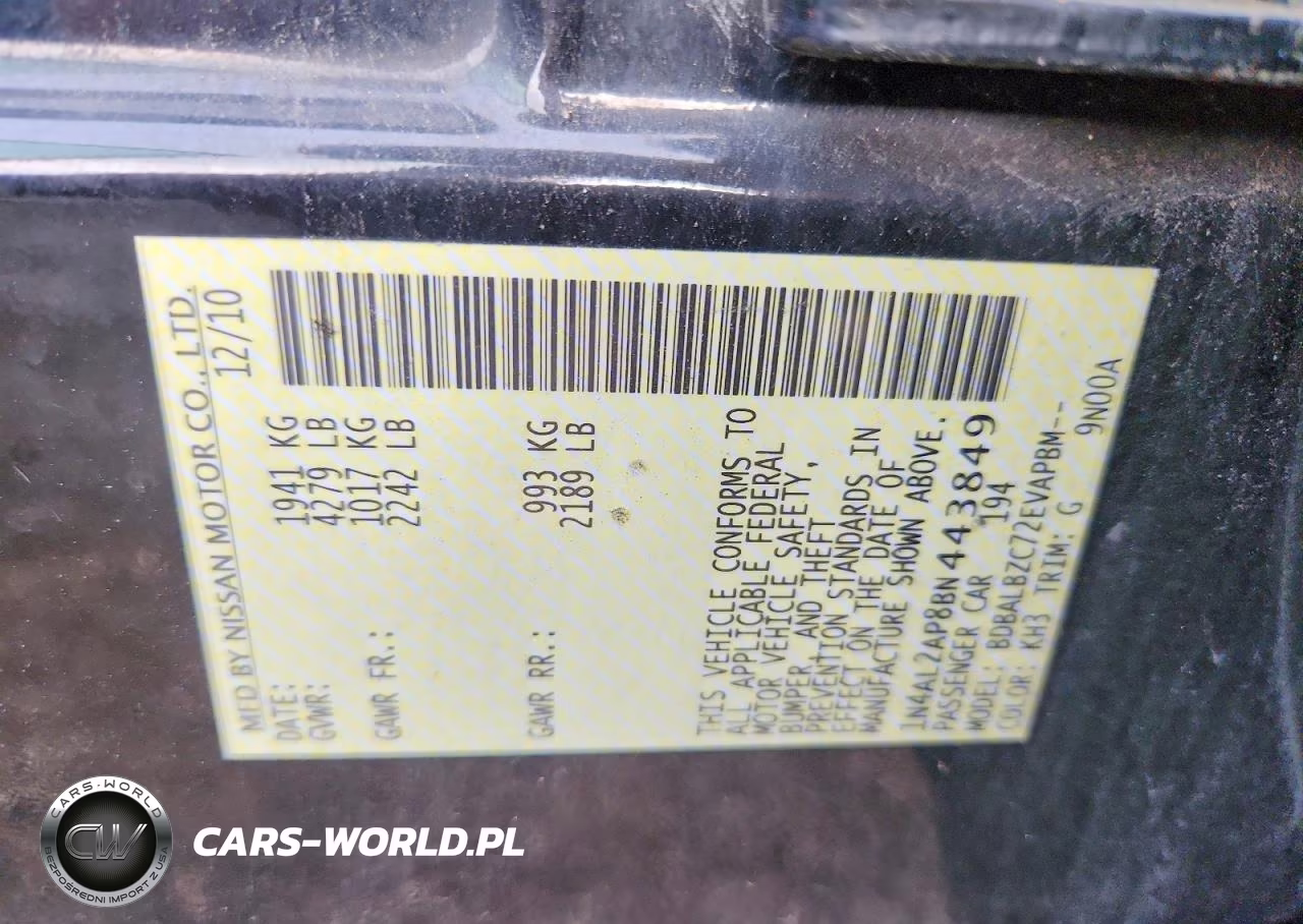 2011 Nissan Altima 2.5 VIN:1N4AL2AP8BN443849 - 12