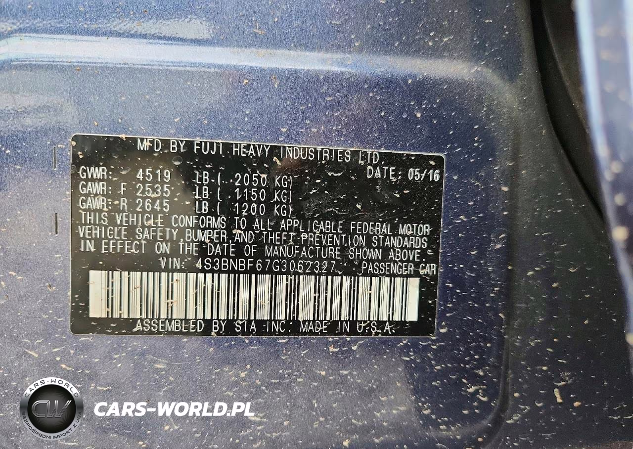 2016 Subaru Legacy 2.5I Premium VIN:4S3BNBF67G3062327 - 12