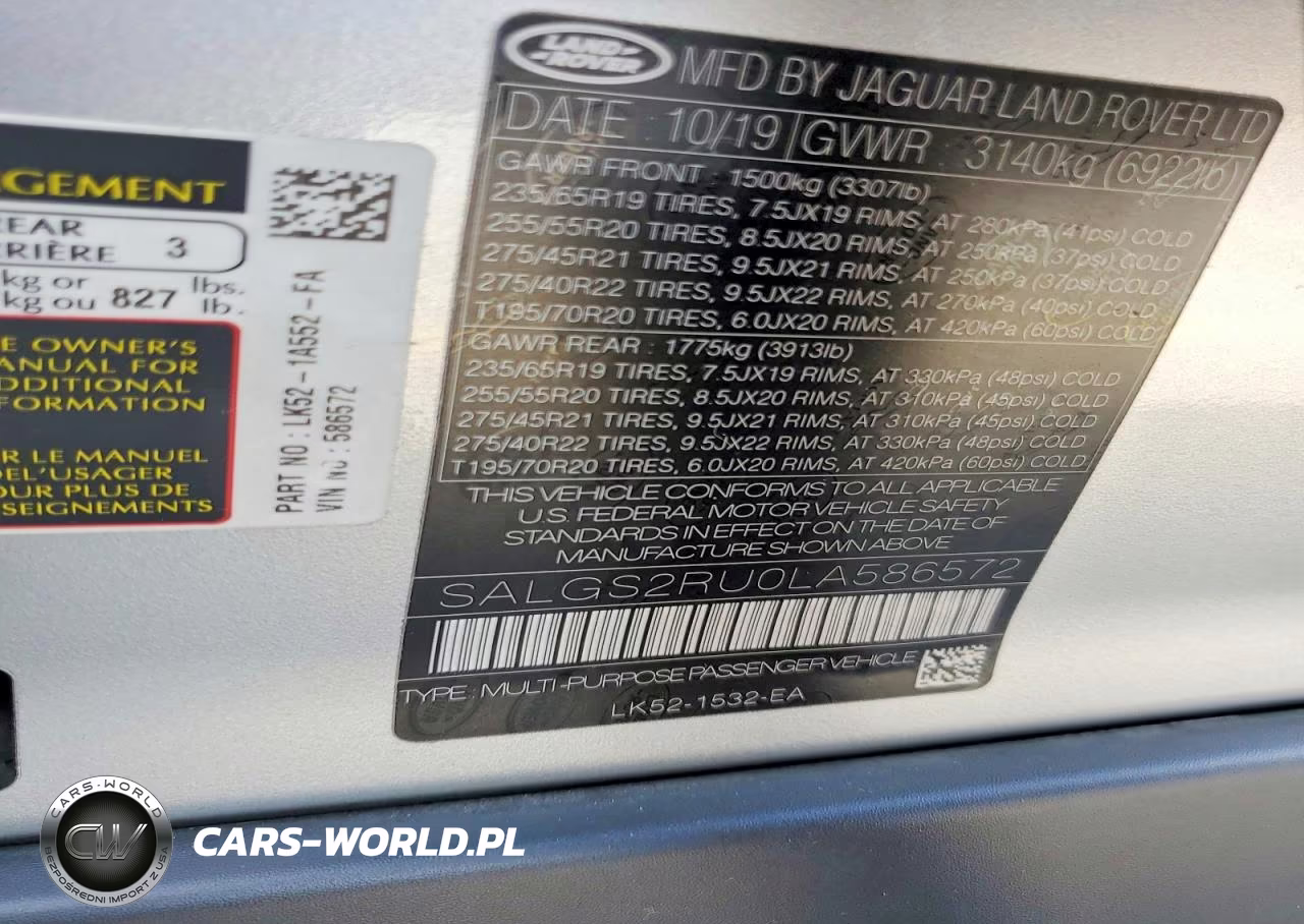 2020 Land Rover Range Rover Hse VIN:SALGS2RU0LA586572 - 13
