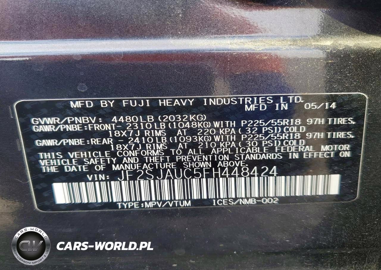 2015 Subaru Forester 2.5I Touring VIN:JF2SJAUC5FH448424 - 14