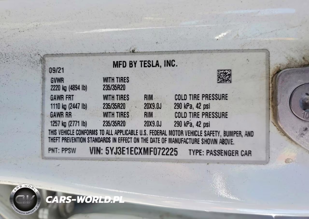 2021 Tesla Model 3 VIN:5YJ3E1ECXMF072225 - 12