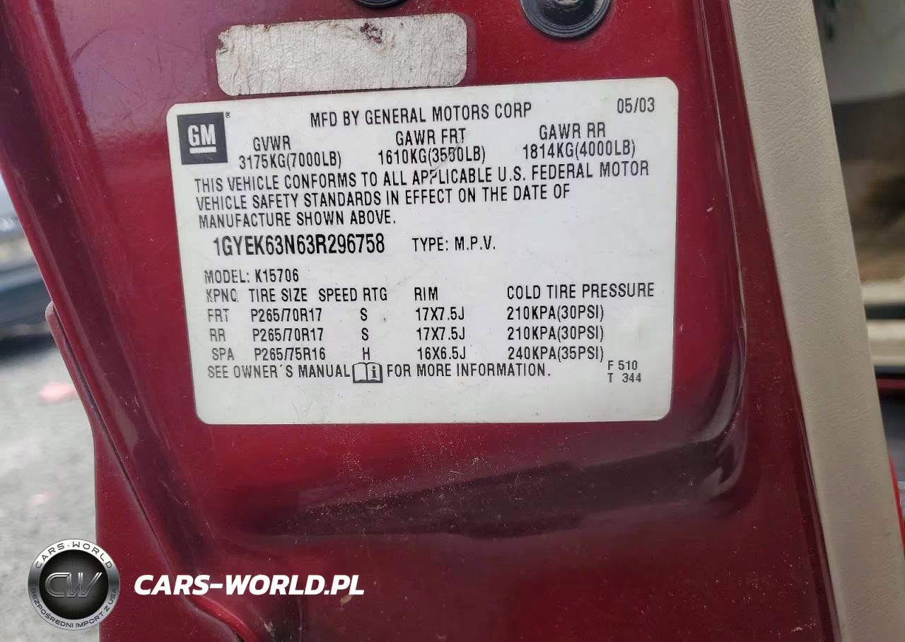 2003 Cadillac Escalade Luxury VIN:1GYEK63N63R296758 - 13