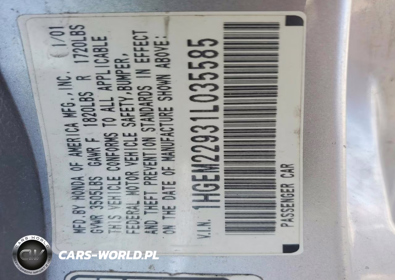 2001 Honda Civic Si VIN:1HGEM22931L035585 - 12