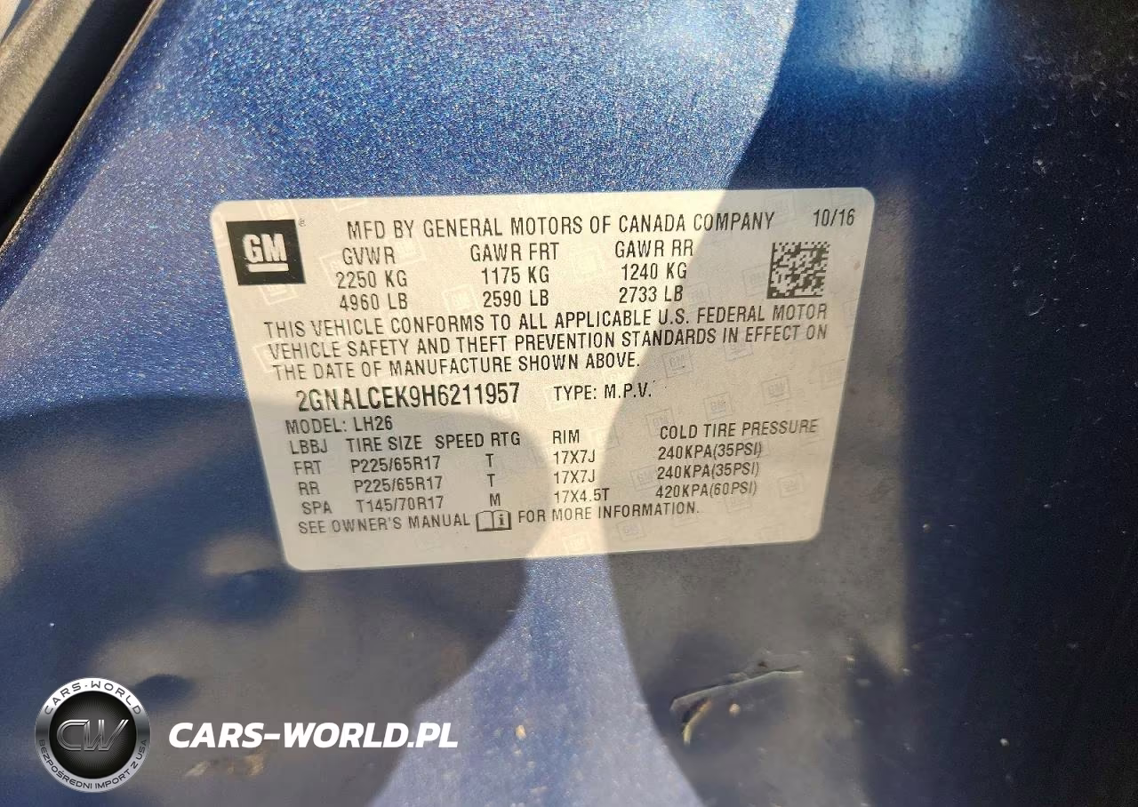 2017 Chevrolet Equinox Lt VIN:2GNALCEK9H6211957 - 12