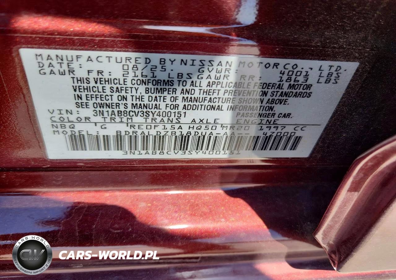 2025 Nissan Sentra Sv VIN:3N1AB8CV3SY400151 - 12