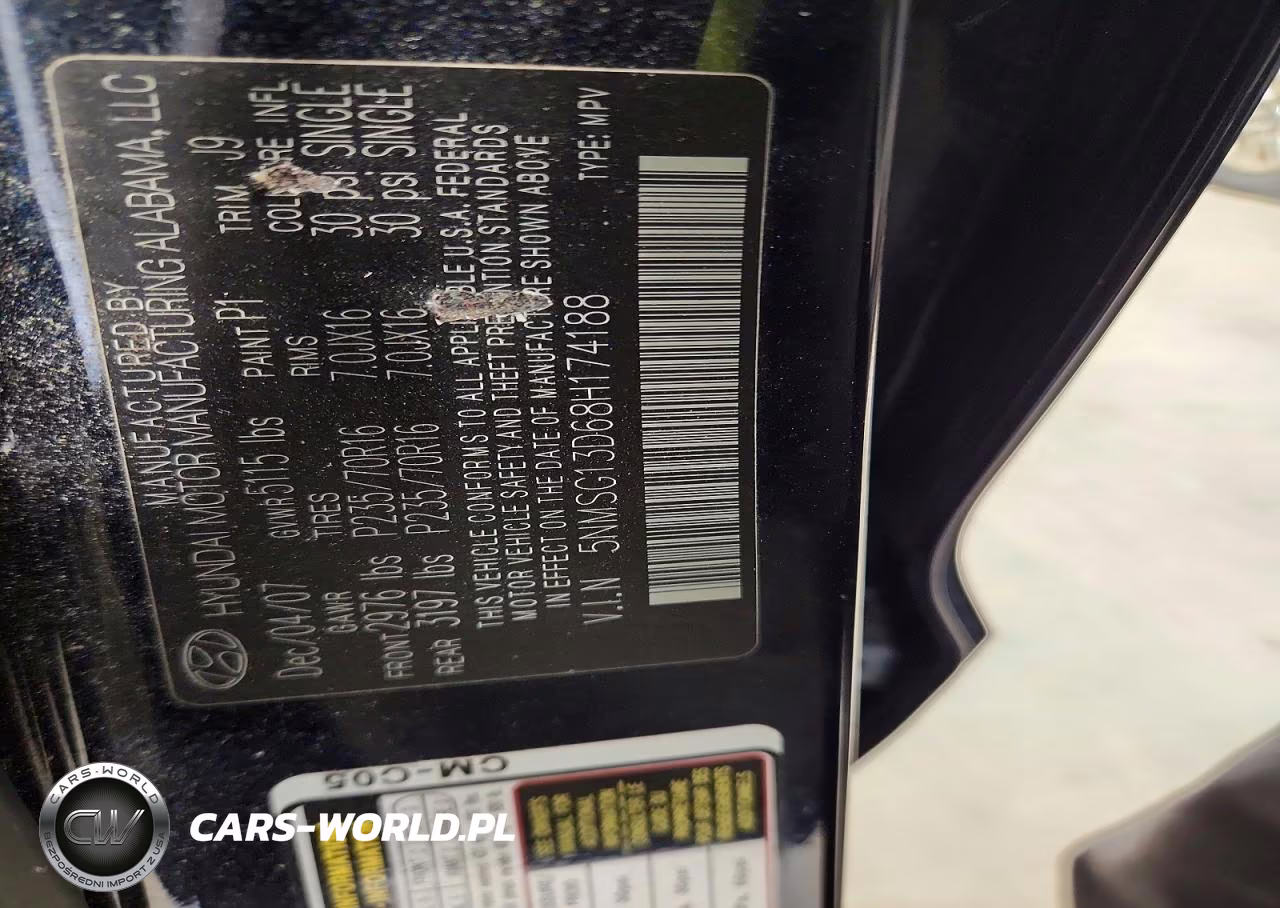 2008 Hyundai Santa Fe Gls VIN:5NMSG13D68H174188 - 13