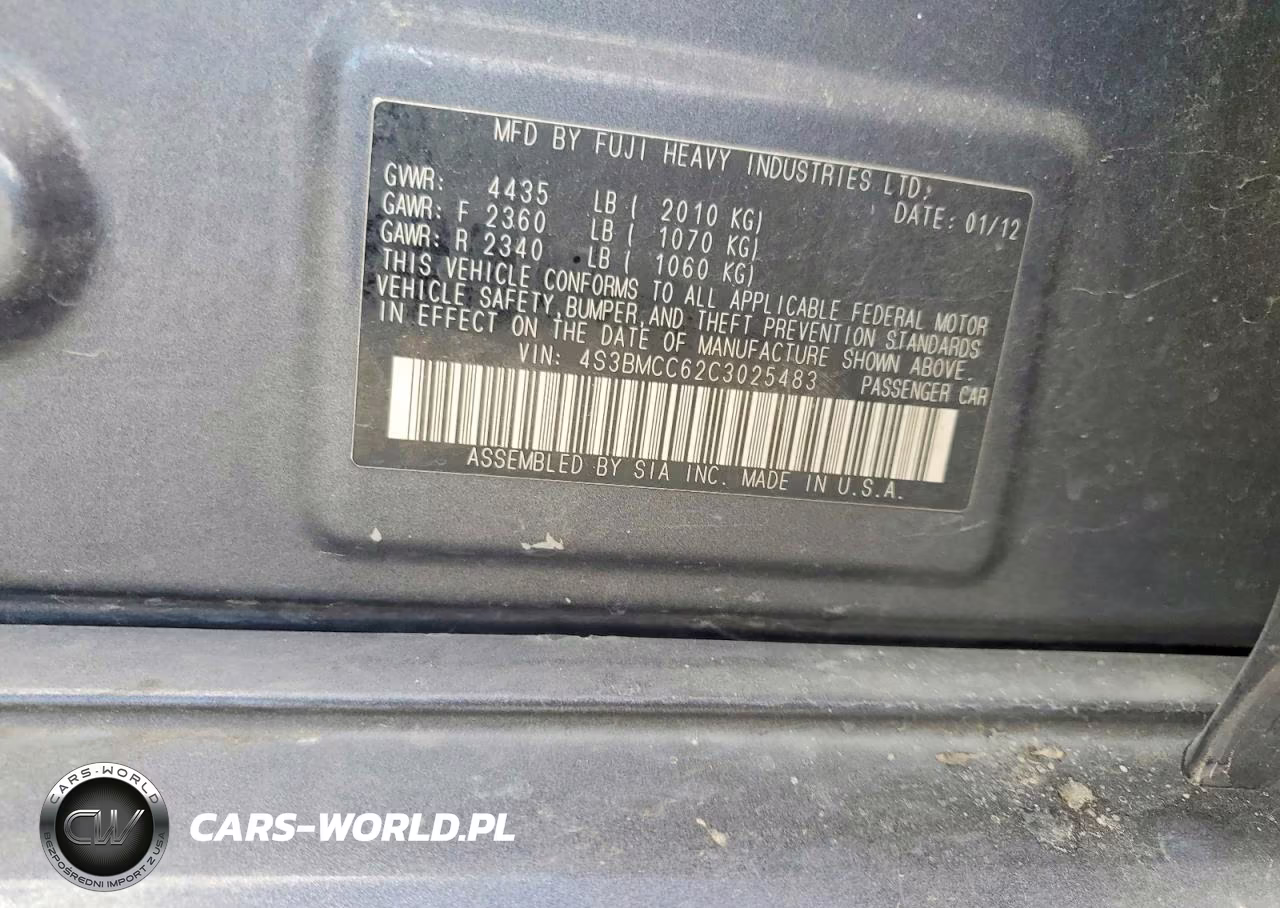 2012 Subaru Legacy 2.5I Premium VIN:4S3BMCC62C3025483 - 12