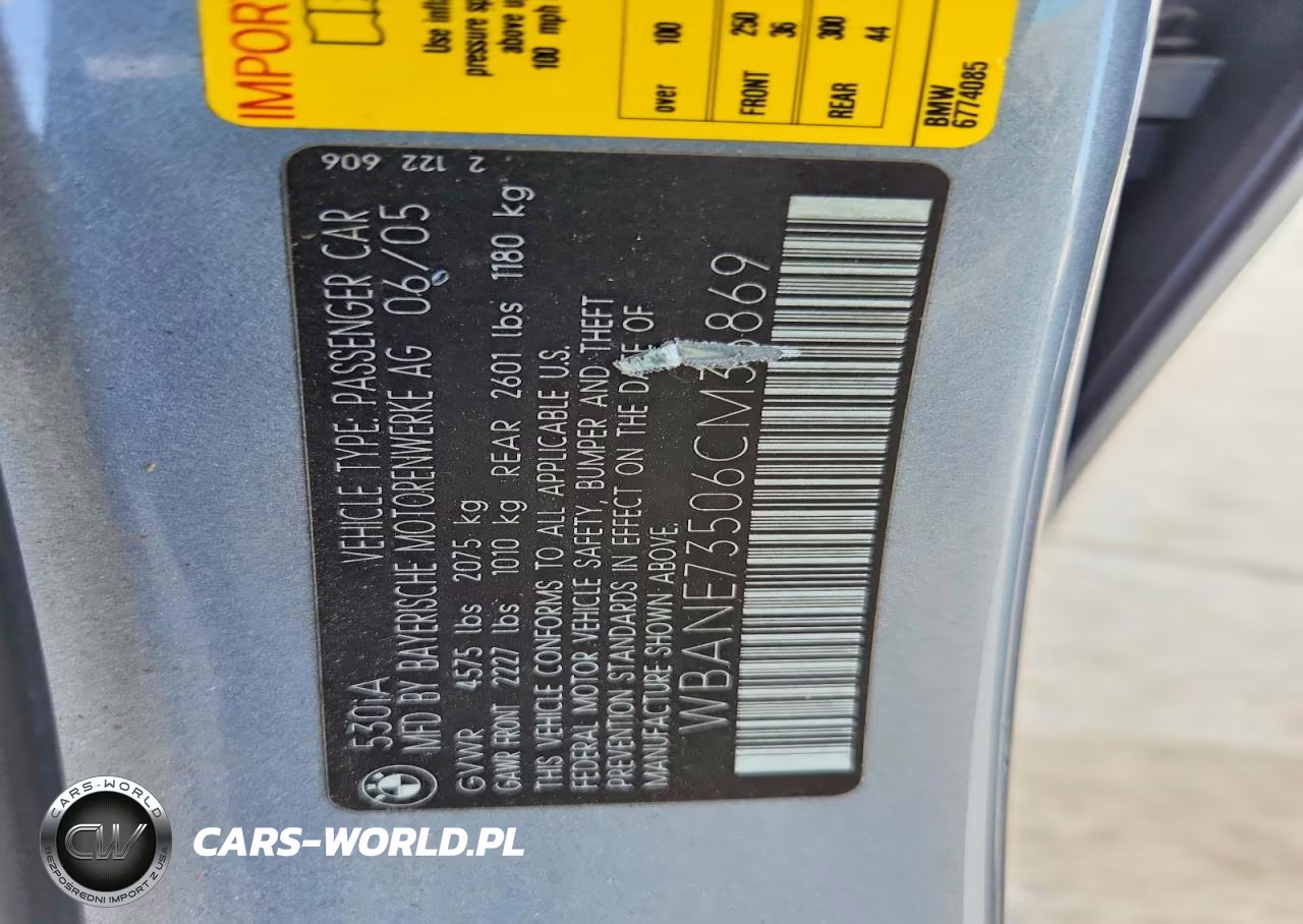 2006 BMW 530 I VIN:WBANE73506CM35869 - 12