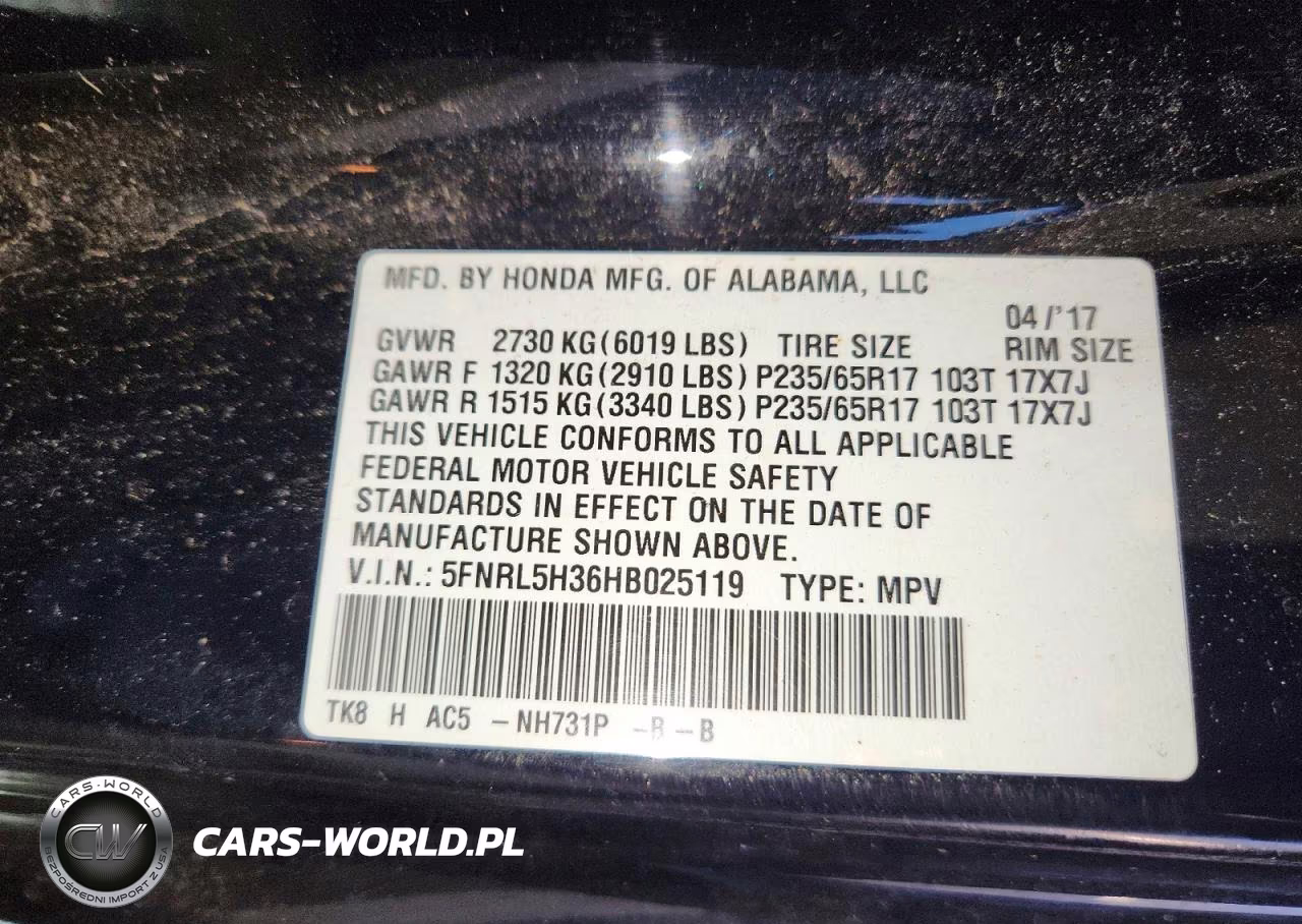 2017 Honda Odyssey Se VIN:5FNRL5H36HB025119 - 13