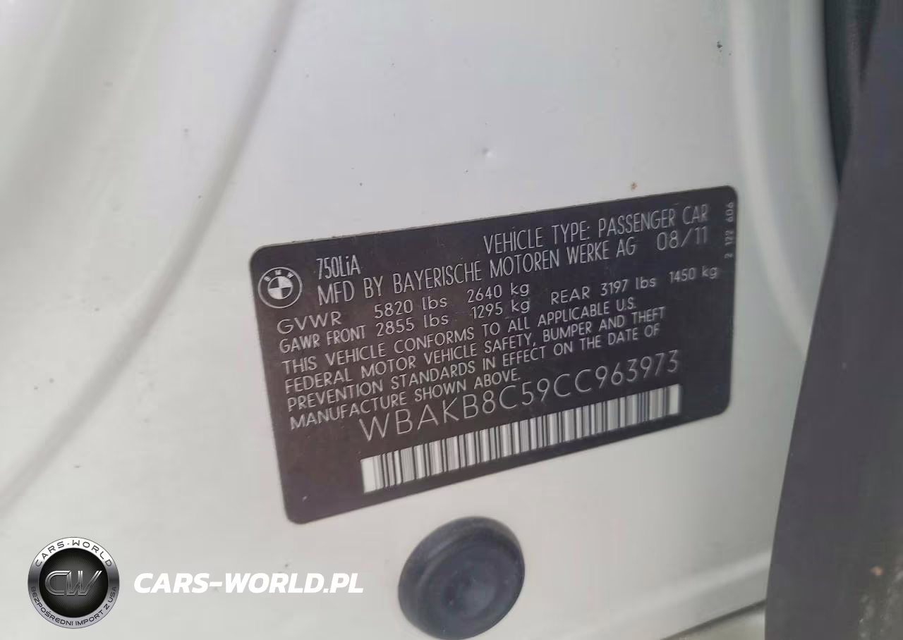 2012 BMW 750 Li VIN:WBAKB8C59CC963973 - 12