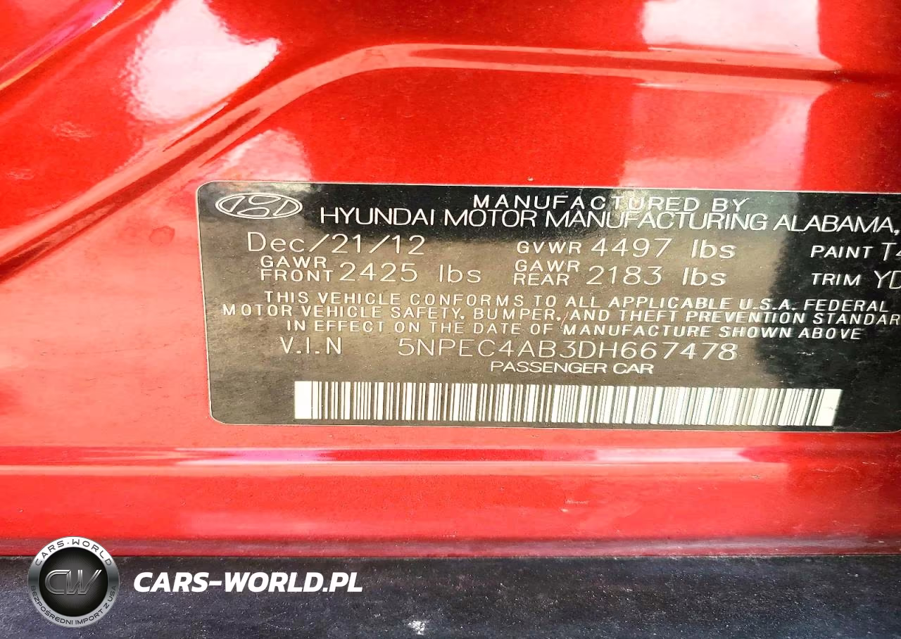 2013 Hyundai Sonata Limited 2.0T VIN:5NPEC4AB3DH667478 - 12