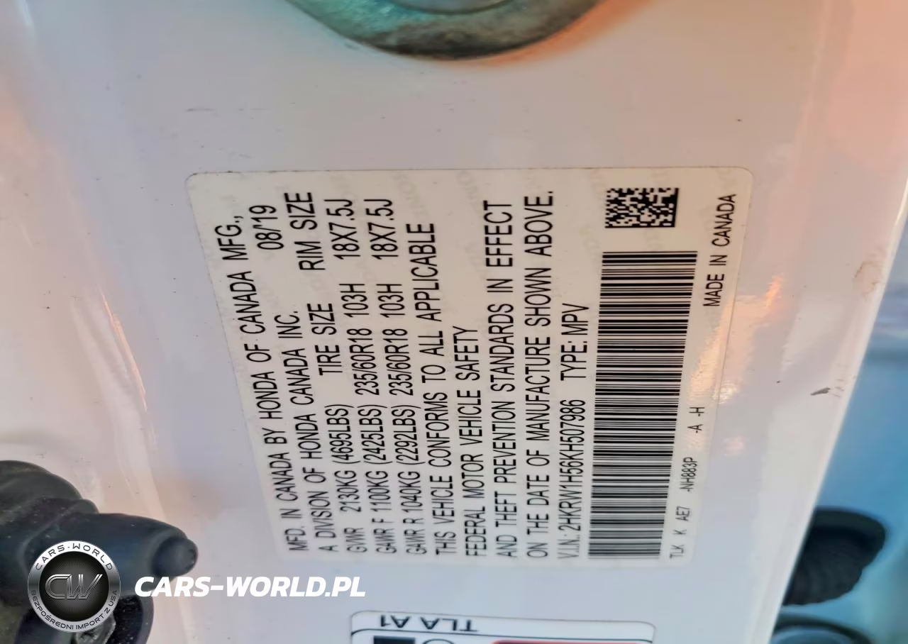 2019 Honda Cr-V Ex VIN:2HKRW1H56KH507986 - 13