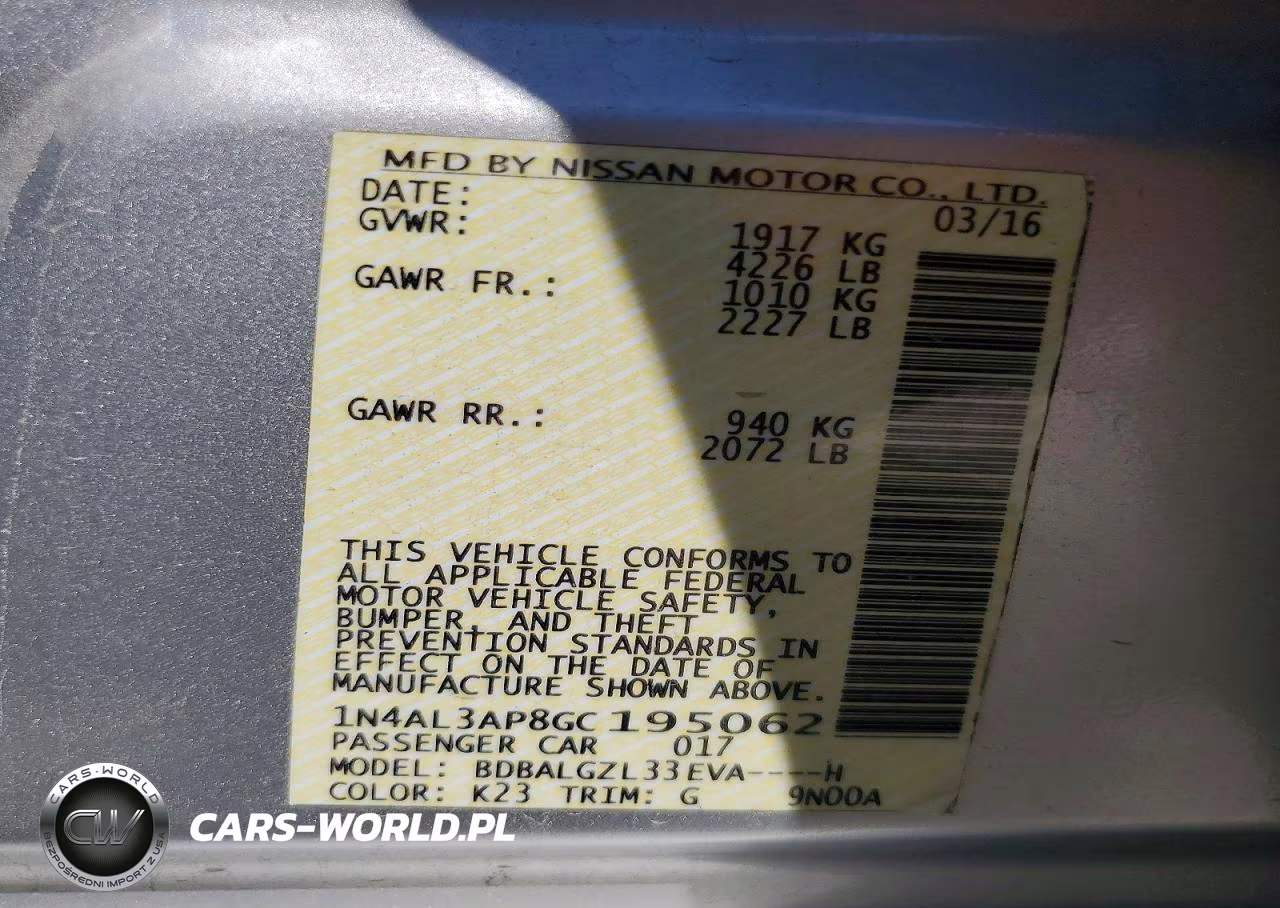 2016 Nissan Altima 2.5 S VIN:1N4AL3AP8GC195062 - 12