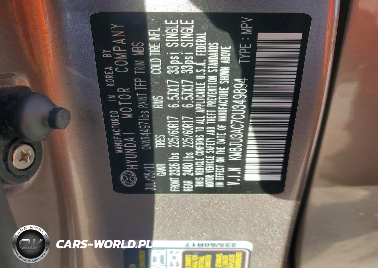 2012 Hyundai Tucson Gls VIN:KM8JU3AC7CU349894 - 13