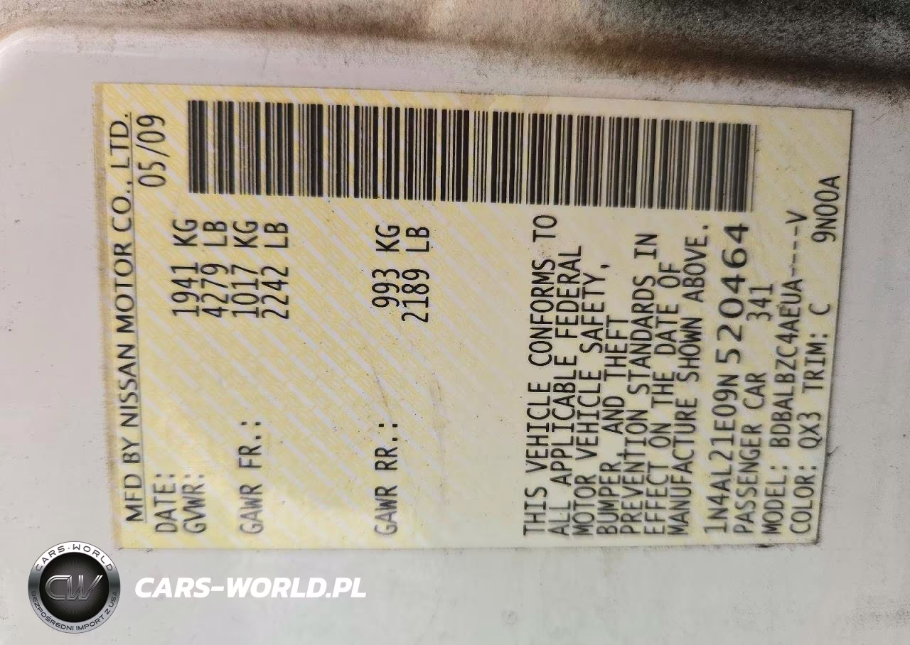 2009 Nissan Altima 2.5 VIN:1N4AL21E09N520464 - 12