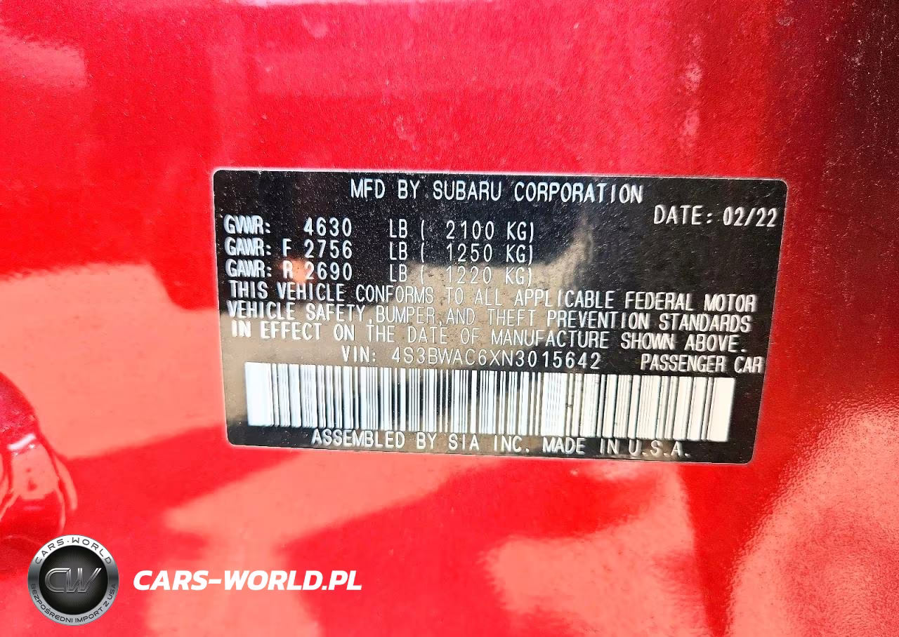 2022 Subaru Legacy Premium VIN:4S3BWAC6XN3015642 - 12