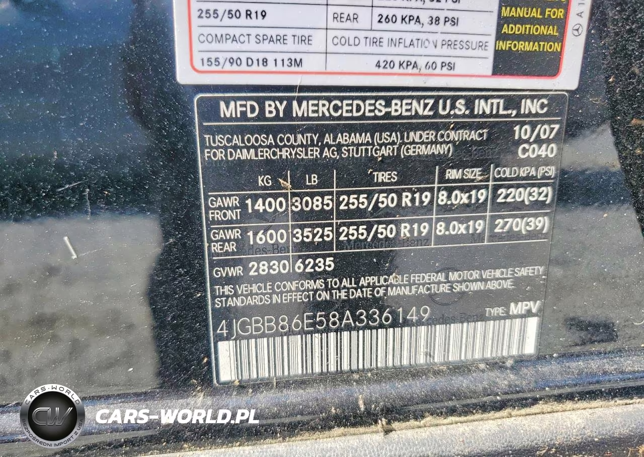 2008 Mercedes-Benz Ml 350 VIN:4JGBB86E58A336149 - 13