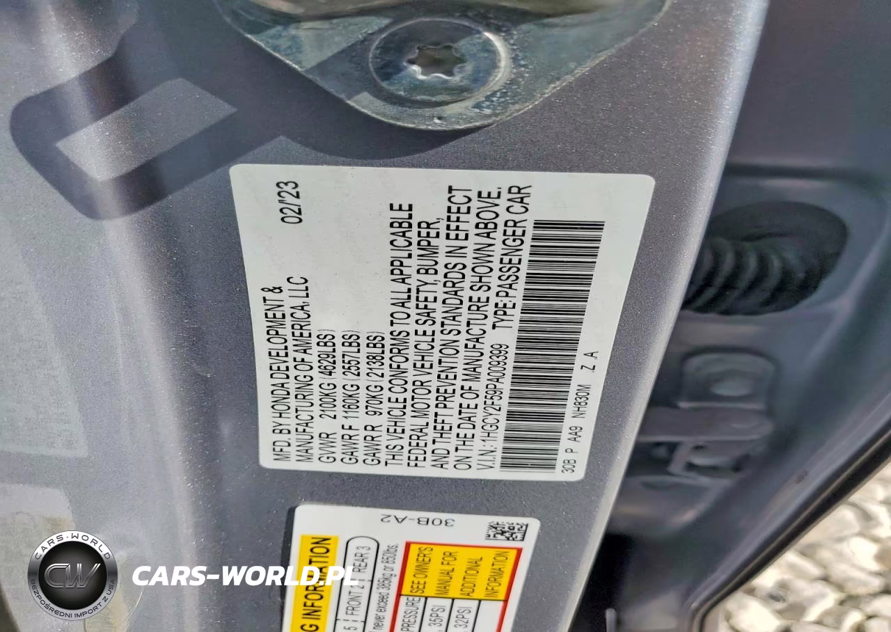 2023 Honda Accord Hybrid Sport VIN:1HGCY2F59PA009399 - 12