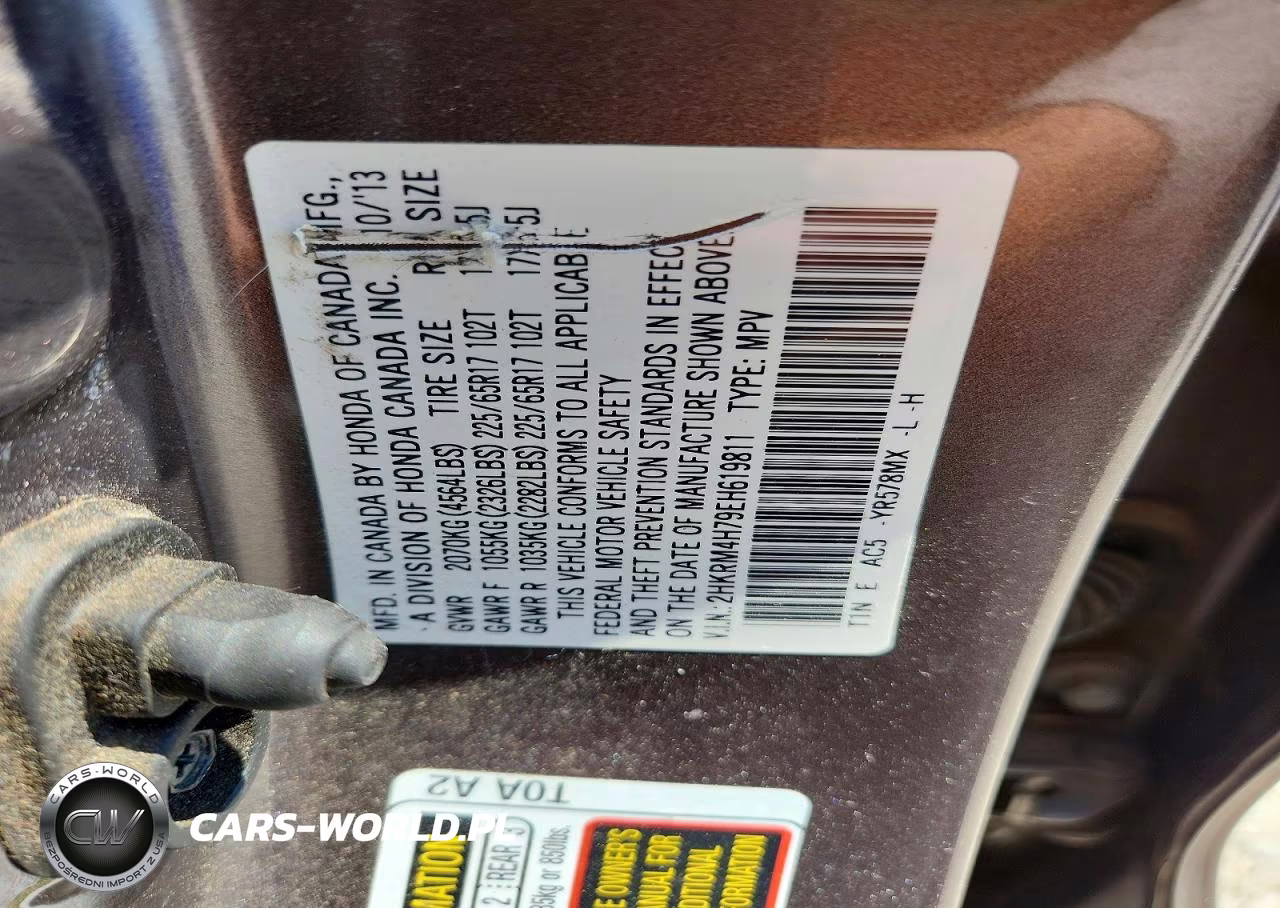 2014 Honda Cr-V Exl VIN:2HKRM4H79EH619811 - 14