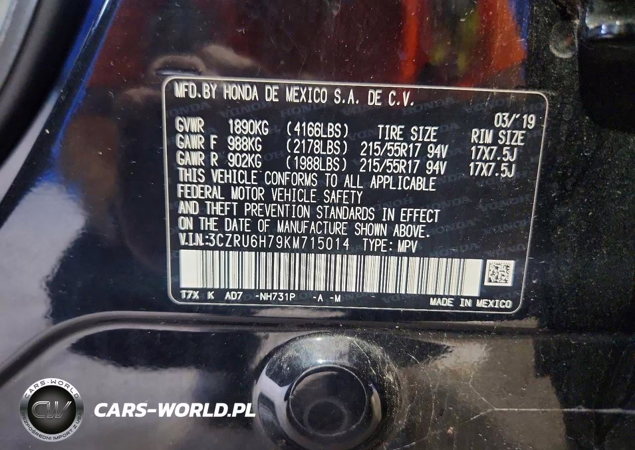 2019 Honda Hr-V Exl VIN:3CZRU6H79KM715014 - 13