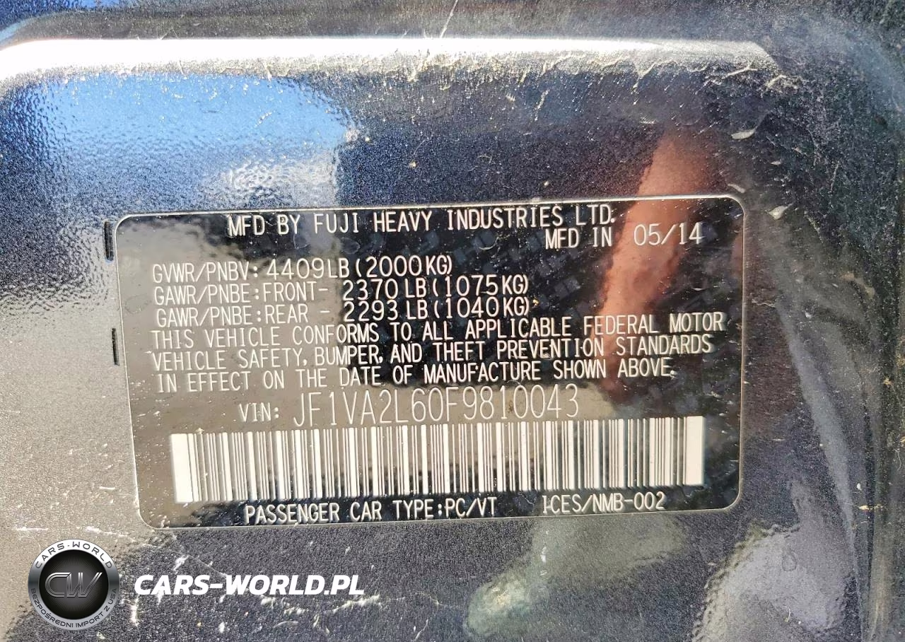 2015 Subaru Wrx Sti VIN:JF1VA2L60F9810043 - 12