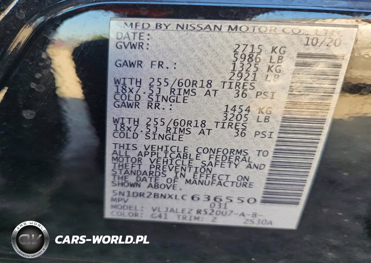 2020 Nissan Pathfinder Sv VIN:5N1DR2BNXLC636550 - 13