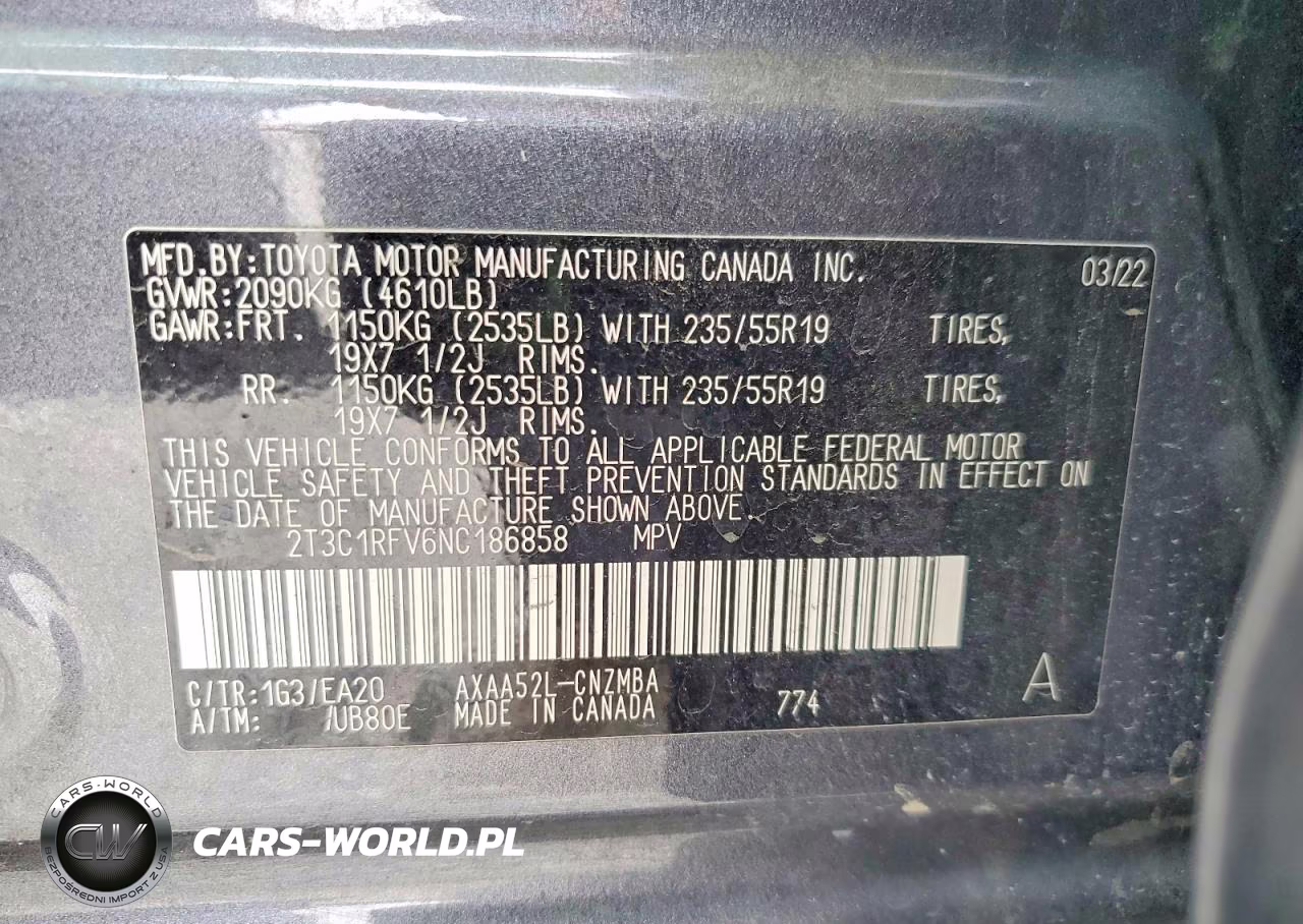 2022 Toyota Rav4 Xle Premium VIN:2T3C1RFV6NC186858 - 13