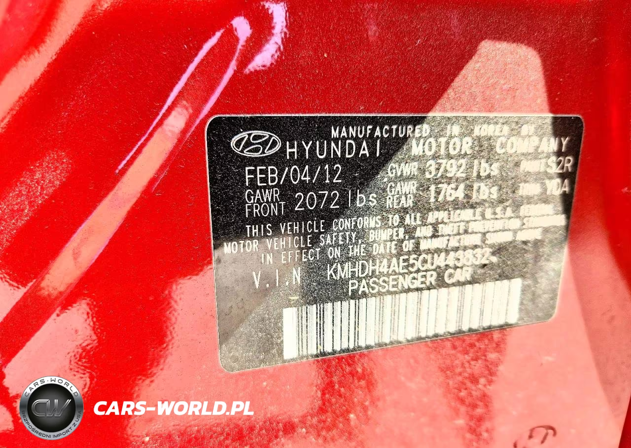 2012 Hyundai Elantra Gls VIN:KMHDH4AE5CU443832 - 12